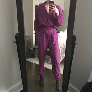 80s Vintage Purple Boiler Jumpsuit
